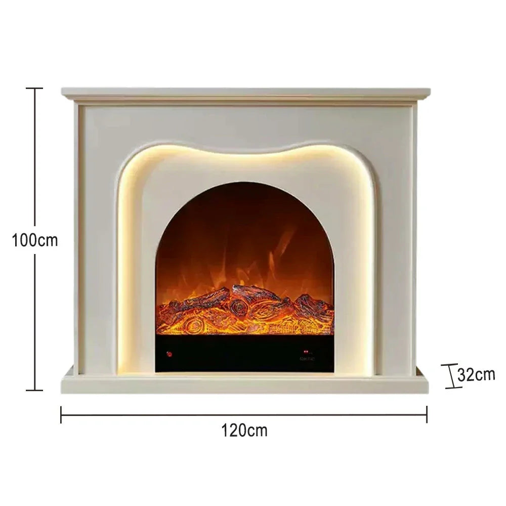 LIVARA 120cm Effect, Dual Frame, TV Cabinet Solid Flame 3D Options, Fireplace with Wood - Design Electric Functional Core Elegant Storage