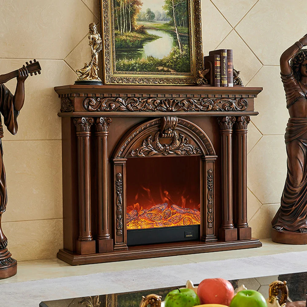 LIVARA 150cm Control, - Solid Electric Wood Functional Remote - 3D Cabinet Frame, Realistic Options, TV Storage Flame Fireplace Dual Core Effect, Flame, Brown