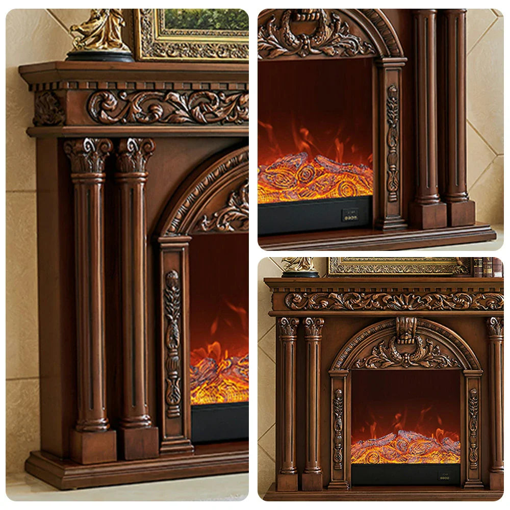 LIVARA 150cm Control, - Solid Electric Wood Functional Remote - 3D Cabinet Frame, Realistic Options, TV Storage Flame Fireplace Dual Core Effect, Flame, Brown
