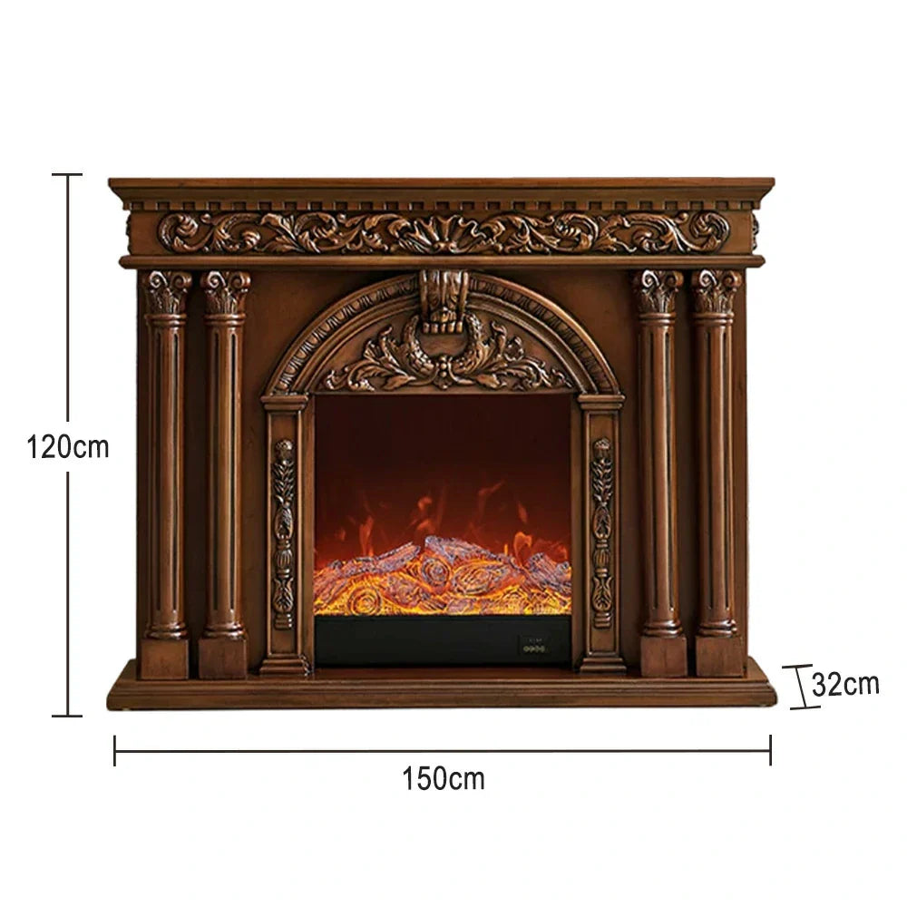 LIVARA 150cm Control, - Solid Electric Wood Functional Remote - 3D Cabinet Frame, Realistic Options, TV Storage Flame Fireplace Dual Core Effect, Flame, Brown