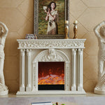 LIVARA 150cm Dual Core Functional Remote Electric Flame Storage - Flame, - TV Cabinet Options, Solid Effect, 3D Frame, Realistic Control, Wood Fireplace White