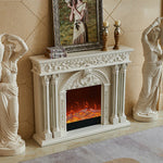 LIVARA 150cm Dual Core Functional Remote Electric Flame Storage - Flame, - TV Cabinet Options, Solid Effect, 3D Frame, Realistic Control, Wood Fireplace White