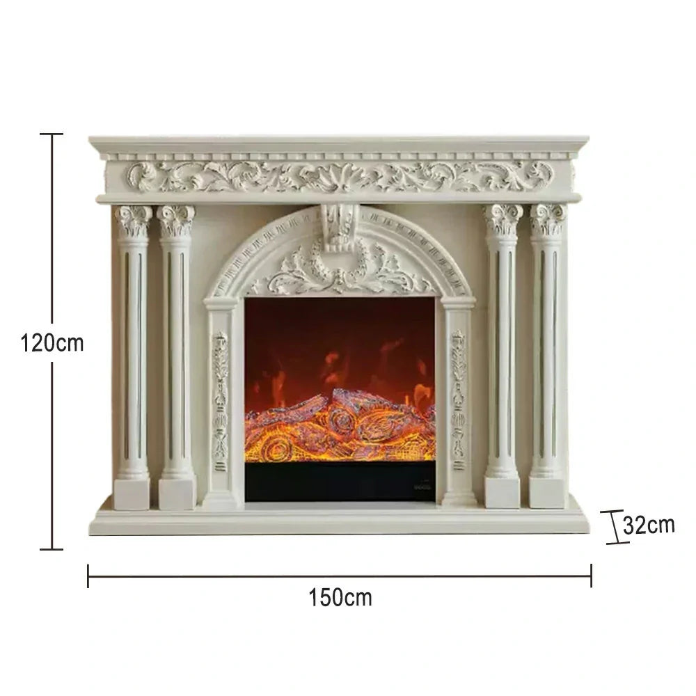 LIVARA 150cm Dual Core Functional Remote Electric Flame Storage - Flame, - TV Cabinet Options, Solid Effect, 3D Frame, Realistic Control, Wood Fireplace White