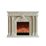 LIVARA 150cm Dual Core Functional Remote Electric Flame Storage - Flame, - TV Cabinet Options, Solid Effect, 3D Frame, Realistic Control, Wood Fireplace White