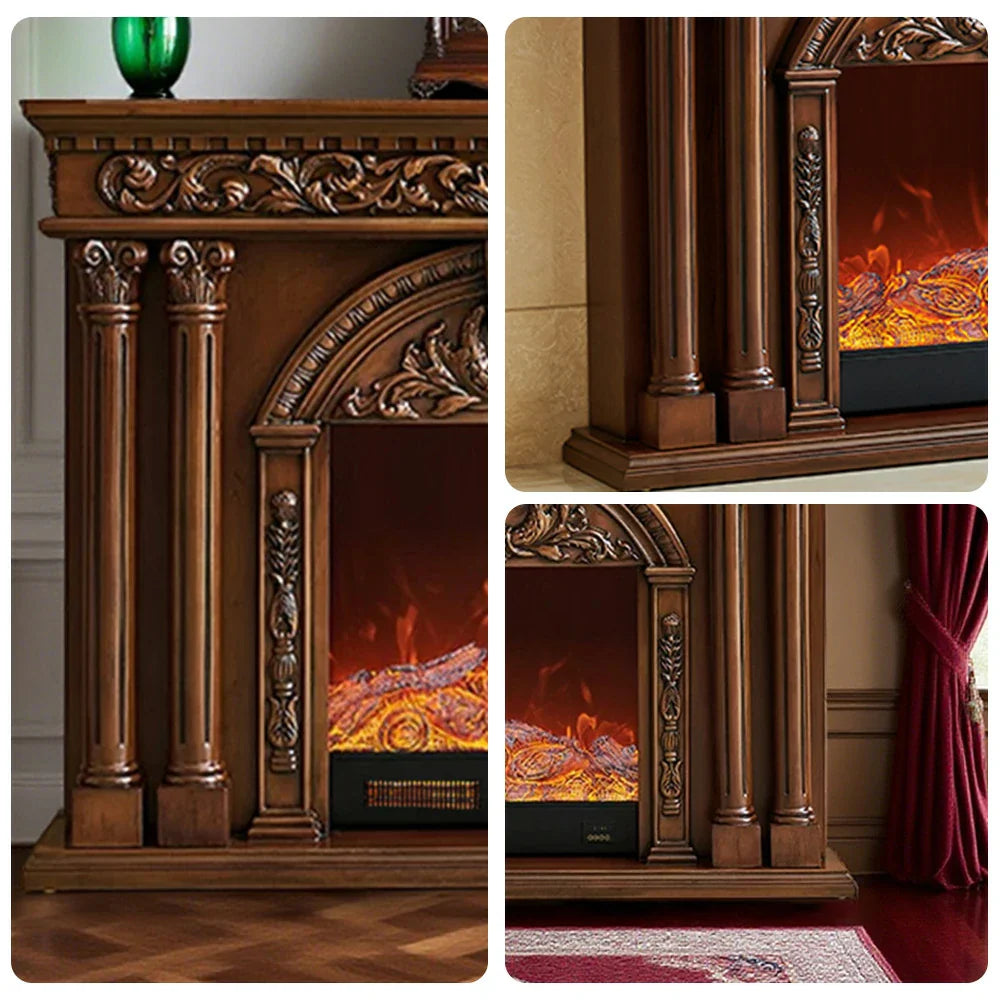 LIVARA 150cm Control, - Solid Electric Wood Functional Remote - 3D Cabinet Frame, Realistic Options, TV Storage Flame Fireplace Dual Core Effect, Flame, Brown