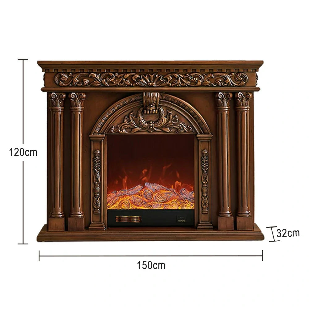 LIVARA 150cm Control, - Solid Electric Wood Functional Remote - 3D Cabinet Frame, Realistic Options, TV Storage Flame Fireplace Dual Core Effect, Flame, Brown