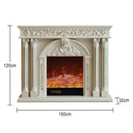 LIVARA 150cm Dual Core Functional Remote Electric Flame Storage - Flame, - TV Cabinet Options, Solid Effect, 3D Frame, Realistic Control, Wood Fireplace White