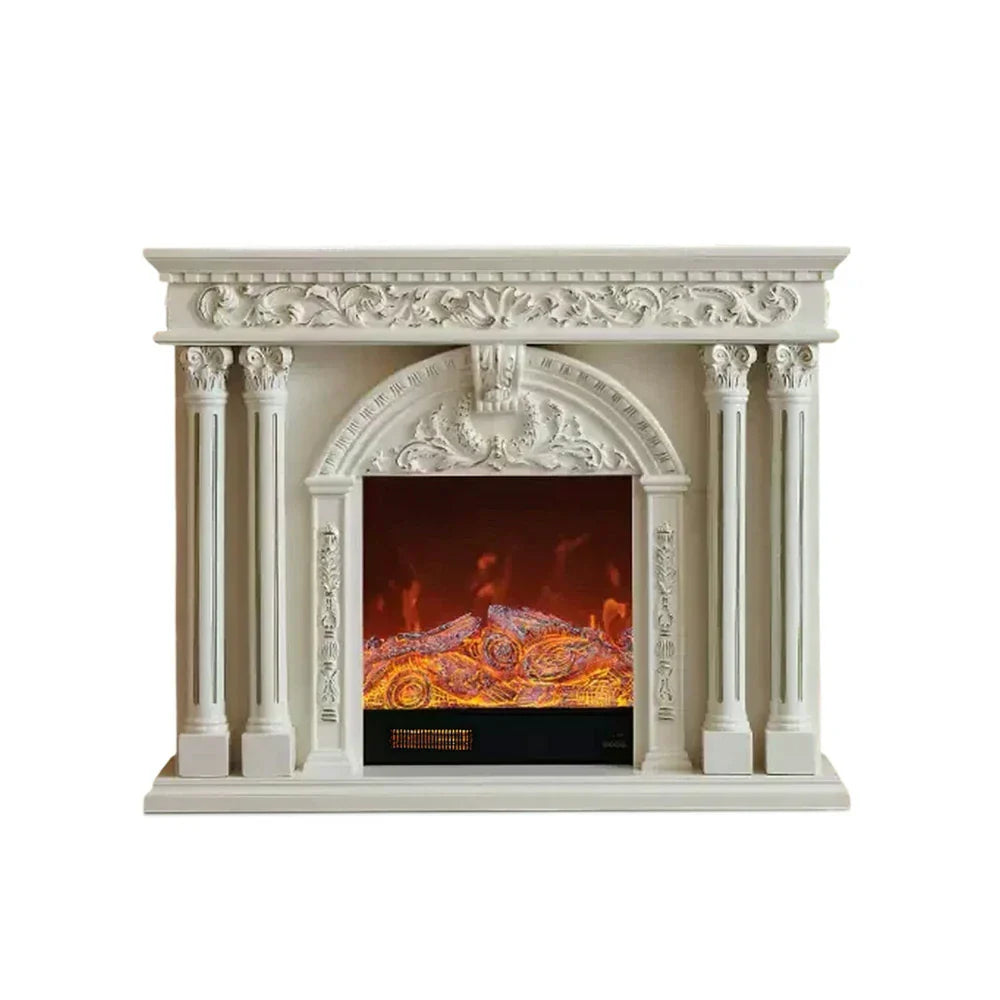 LIVARA 150cm Dual Core Functional Remote Electric Flame Storage - Flame, - TV Cabinet Options, Solid Effect, 3D Frame, Realistic Control, Wood Fireplace White