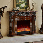 LIVARA 150cm Fireplace Flame 3D TV - Options, - Remote Control, Realistic Dual Effect, Core Cabinet Wood Flame, Solid Electric Functional Storage Frame, Brown