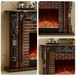 LIVARA 150cm Fireplace Flame 3D TV - Options, - Remote Control, Realistic Dual Effect, Core Cabinet Wood Flame, Solid Electric Functional Storage Frame, Brown
