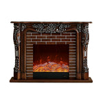 LIVARA 150cm Fireplace Flame 3D TV - Options, - Remote Control, Realistic Dual Effect, Core Cabinet Wood Flame, Solid Electric Functional Storage Frame, Brown