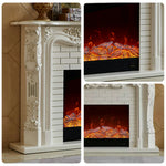 LIVARA 150cm Frame, 3D Flame, Options, Storage Electric Functional Wood - Effect, Realistic Solid Fireplace Remote Dual Core Cabinet TV Control, Flame White