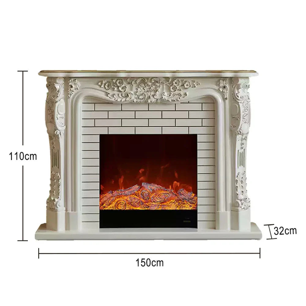 LIVARA 150cm Frame, 3D Flame, Options, Storage Electric Functional Wood - Effect, Realistic Solid Fireplace Remote Dual Core Cabinet TV Control, Flame White