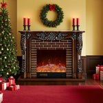 LIVARA 150cm Fireplace Flame 3D TV - Options, - Remote Control, Realistic Dual Effect, Core Cabinet Wood Flame, Solid Electric Functional Storage Frame, Brown