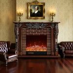 LIVARA 150cm Fireplace Flame 3D TV - Options, - Remote Control, Realistic Dual Effect, Core Cabinet Wood Flame, Solid Electric Functional Storage Frame, Brown
