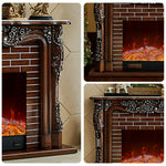 LIVARA 150cm Fireplace Flame 3D TV - Options, - Remote Control, Realistic Dual Effect, Core Cabinet Wood Flame, Solid Electric Functional Storage Frame, Brown