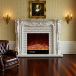 LIVARA 150cm Frame, 3D Flame, Options, Storage Electric Functional Wood - Effect, Realistic Solid Fireplace Remote Dual Core Cabinet TV Control, Flame White
