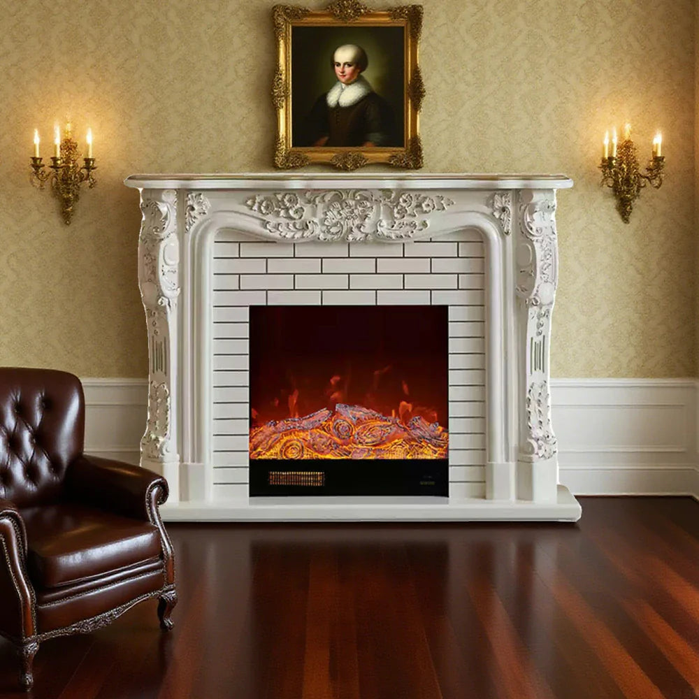 LIVARA 150cm Frame, 3D Flame, Options, Storage Electric Functional Wood - Effect, Realistic Solid Fireplace Remote Dual Core Cabinet TV Control, Flame White