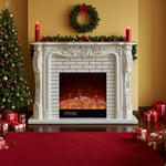 LIVARA 150cm Frame, 3D Flame, Options, Storage Electric Functional Wood - Effect, Realistic Solid Fireplace Remote Dual Core Cabinet TV Control, Flame White