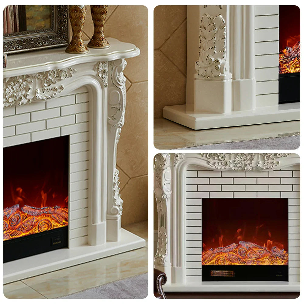 LIVARA 150cm Frame, 3D Flame, Options, Storage Electric Functional Wood - Effect, Realistic Solid Fireplace Remote Dual Core Cabinet TV Control, Flame White