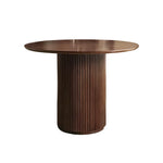 LUXORA 90/100cm Round Dining Table - Walnut Veneer Top, Single Pedestal Base, Modern Space-Saving Design - Walnut