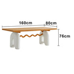 LUXORA 140/160cm Solid Wood Dining Table - French Cream Vintage Design Sculptural Legs with Wave Crossbar Stable Designer Table for Dining Spaces - Natural & White