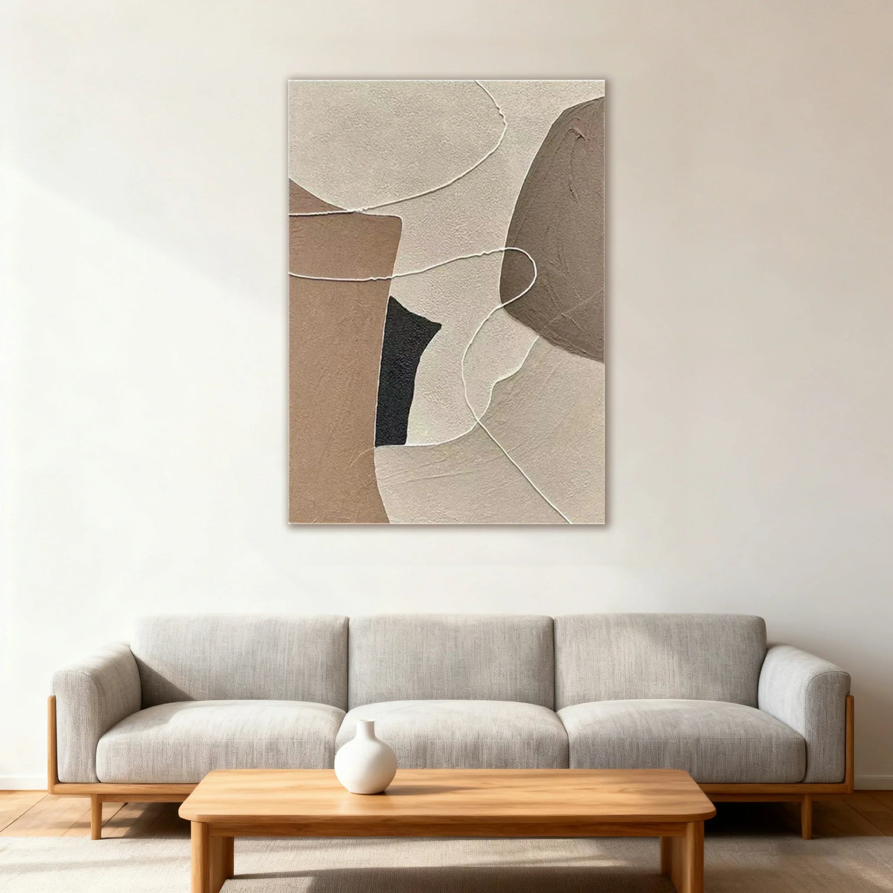 LUXORA Hand Enhance and to Stylish 70/100/140cm Oil Balance Art Abstract Texture with Gentle Canvas Layered Calm Painted Painting Home Neutral Interiors