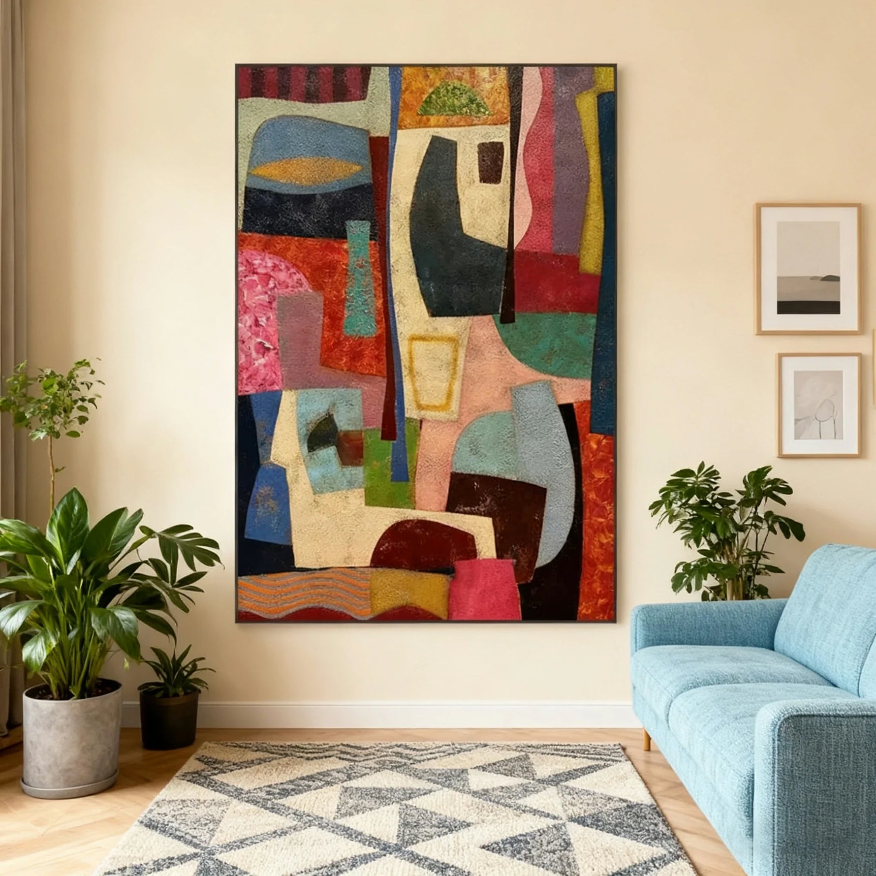 LUXORA Hand Soft 70/100/140cm Balanced Painting and Home Geometry Painted Abstract Gentle Refined Artwork Oil Brushstrokes for Combining Styling