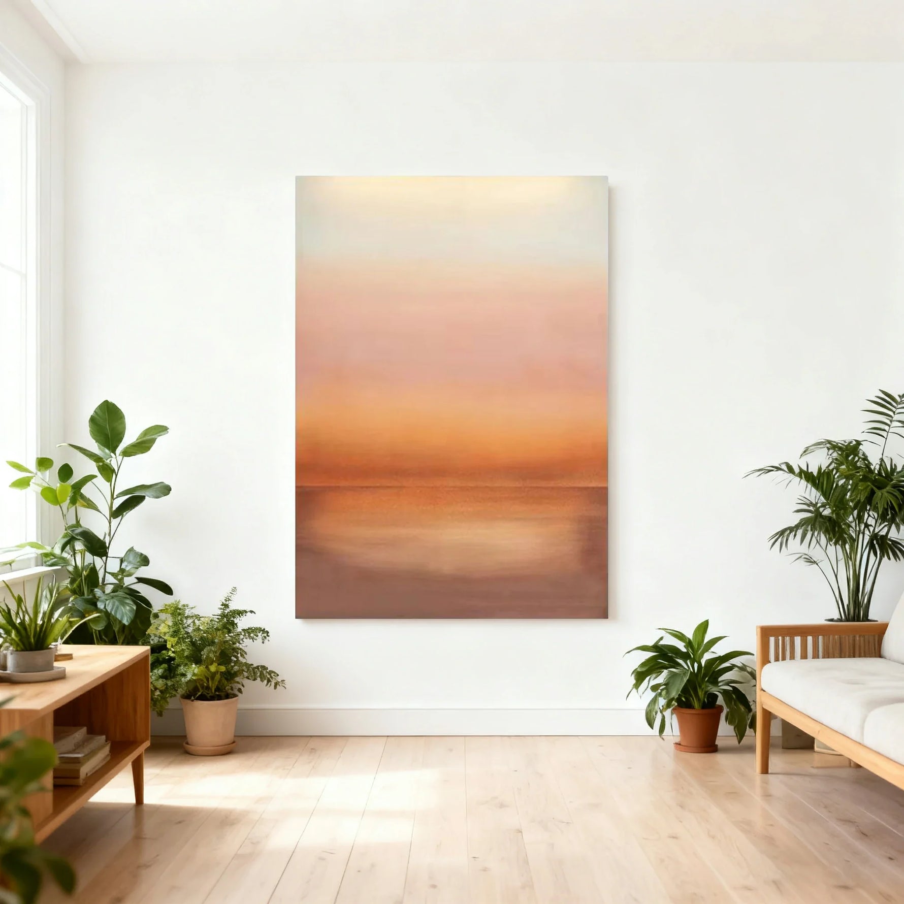 LUXORA Hand Canvas Composition Finish for Oil Abstract Minimalist and 70/100/140cm and Stylish Painted Painting Calm Smooth Subtle with Homes