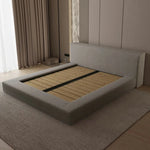 LUXORA Upholstered Support, with Bed - Edges Steel Frame Slat Fit Larch Wood Anti-Slip 150/180cm Soft Solid Mattress Padded Grey
