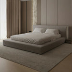 LUXORA Upholstered Support, with Bed - Edges Steel Frame Slat Fit Larch Wood Anti-Slip 150/180cm Soft Solid Mattress Padded Grey