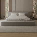 LUXORA Upholstered Support, with Bed - Edges Steel Frame Slat Fit Larch Wood Anti-Slip 150/180cm Soft Solid Mattress Padded Grey