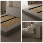 LUXORA Upholstered Support, with Bed - Edges Steel Frame Slat Fit Larch Wood Anti-Slip 150/180cm Soft Solid Mattress Padded Grey