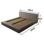 LUXORA Upholstered Support, with Bed - Edges Steel Frame Slat Fit Larch Wood Anti-Slip 150/180cm Soft Solid Mattress Padded Grey