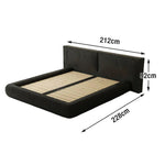 LUXORA Upholstered Design Frame Steel Edges Support, Headboard, Padded Larch Solid Wood Nappa Anti-Slip Bed - Leather 150/180cm Black