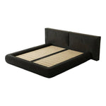 LUXORA Upholstered Design Frame Steel Edges Support, Headboard, Padded Larch Solid Wood Nappa Anti-Slip Bed - Leather 150/180cm Black