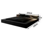 LUXORA Upholstered Frame  Steel Design Edges Bed Headboard, Anti-Slip Support, - Padded Cotton-Linen Solid Larch Wood 150/180cm, Black