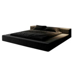 LUXORA Upholstered Frame  Steel Design Edges Bed Headboard, Anti-Slip Support, - Padded Cotton-Linen Solid Larch Wood 150/180cm, Black