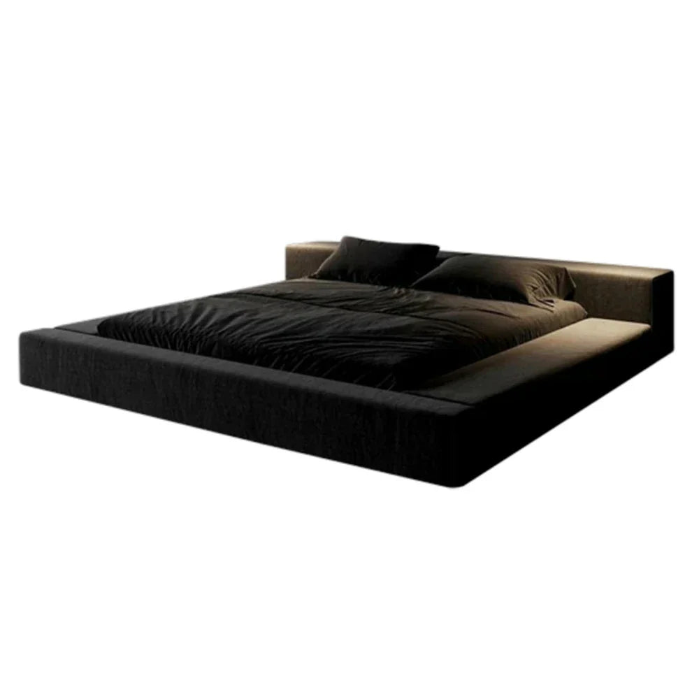 LUXORA Upholstered Frame  Steel Design Edges Bed Headboard, Anti-Slip Support, - Padded Cotton-Linen Solid Larch Wood 150/180cm, Black
