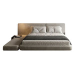 LUXORA Upholstered Support, Bed Steel Solid 150/180cm, Wood Larch Velvet Frame - Edges Anti-Slip Design Padded Headboard, Matte Grey