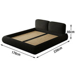 LUXORA Upholstered Solid Edges Bed Steel Headboard, Fabric Wood Design Anti-Slip - Larch Frame Linen 150/180cm, Support, Padded Black