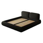 LUXORA Upholstered Solid Edges Bed Steel Headboard, Fabric Wood Design Anti-Slip - Larch Frame Linen 150/180cm, Support, Padded Black