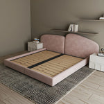LUXORA Upholstered - Anti-Slip Headboard, Edges Support, Steel Bed Design Frame Wood Padded Velvet 150/180cm, Solid Larch Pink
