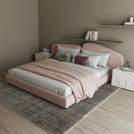 LUXORA Upholstered - Anti-Slip Headboard, Edges Support, Steel Bed Design Frame Wood Padded Velvet 150/180cm, Solid Larch Pink