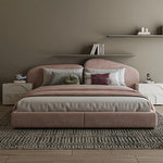 LUXORA Upholstered - Anti-Slip Headboard, Edges Support, Steel Bed Design Frame Wood Padded Velvet 150/180cm, Solid Larch Pink
