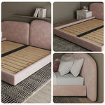 LUXORA Upholstered - Anti-Slip Headboard, Edges Support, Steel Bed Design Frame Wood Padded Velvet 150/180cm, Solid Larch Pink