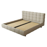 LUXORA Upholstered Frame Sponge Resilience Cotton-Linen High Larch Solid Rails Wood, - Bed 150/180cm, Anti-Slip Beige