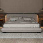 LUXORA Upholstered - Lamb Sponge, Bed 150/180cm, Frame Beech Padding Resilience Wood, High All-Round Fleece Grey