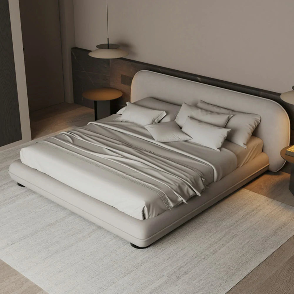 LUXORA Upholstered - Lamb Sponge, Bed 150/180cm, Frame Beech Padding Resilience Wood, High All-Round Fleece Grey