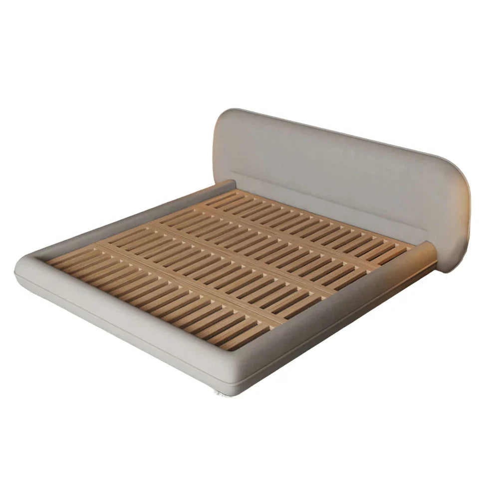 LUXORA Upholstered - Lamb Sponge, Bed 150/180cm, Frame Beech Padding Resilience Wood, High All-Round Fleece Grey